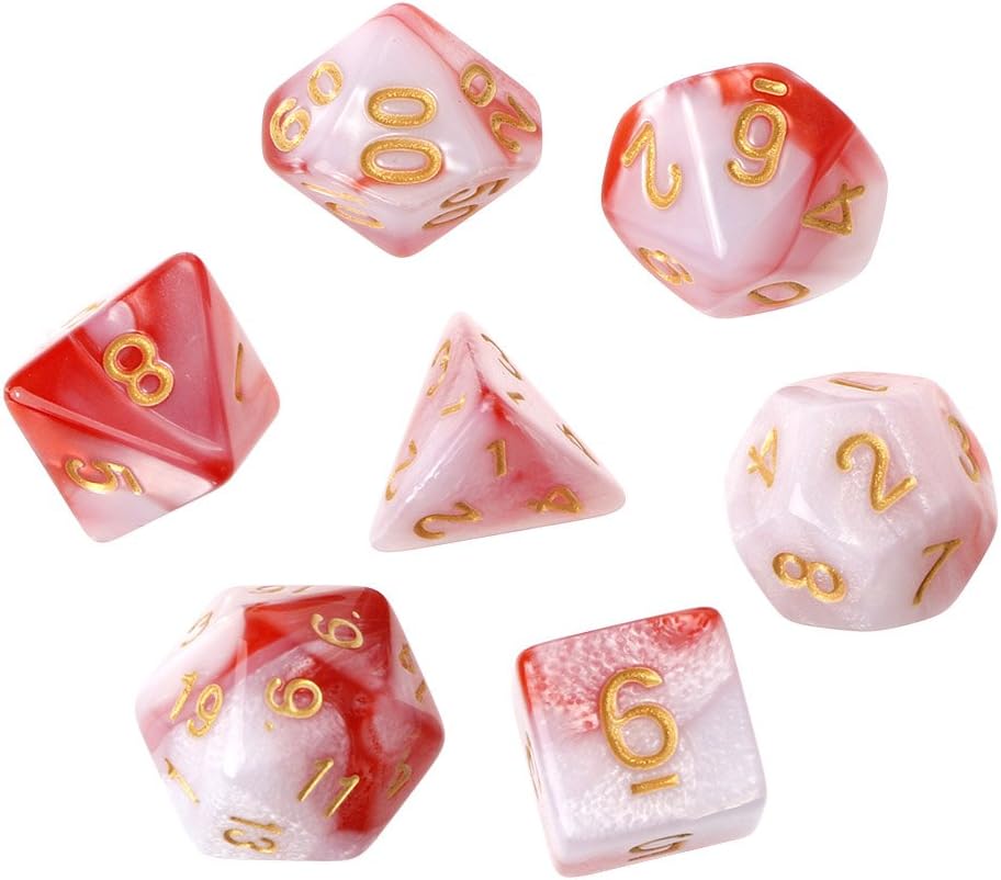 Flosky 7pcs/Set Acrylic Polyhedral Dice for TRPG Board Game Dungeons and Dragons D4-D20 (7)
