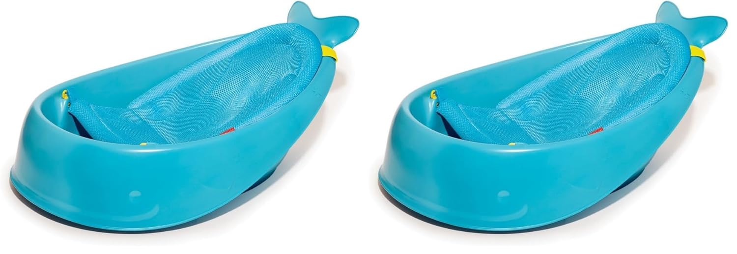 Skip Hop Baby Bath Tub, 3-Stage Smart Sling Tub, Moby, Blue (Pack of 2)