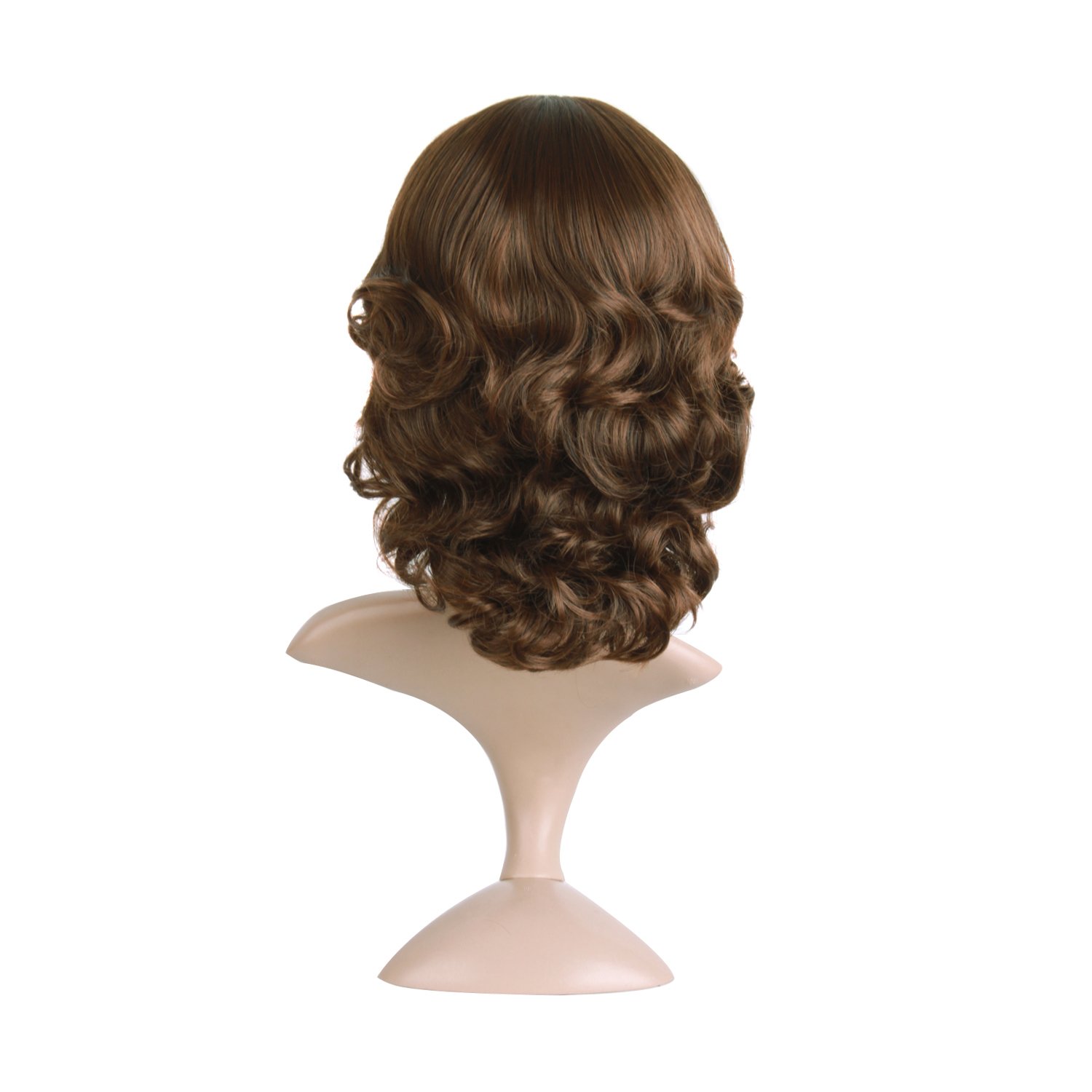 MapofBeauty 14 Inch/35cm Charm Side Bangs Fluffy Synthetic Curly Short Hair Wig (Brown)
