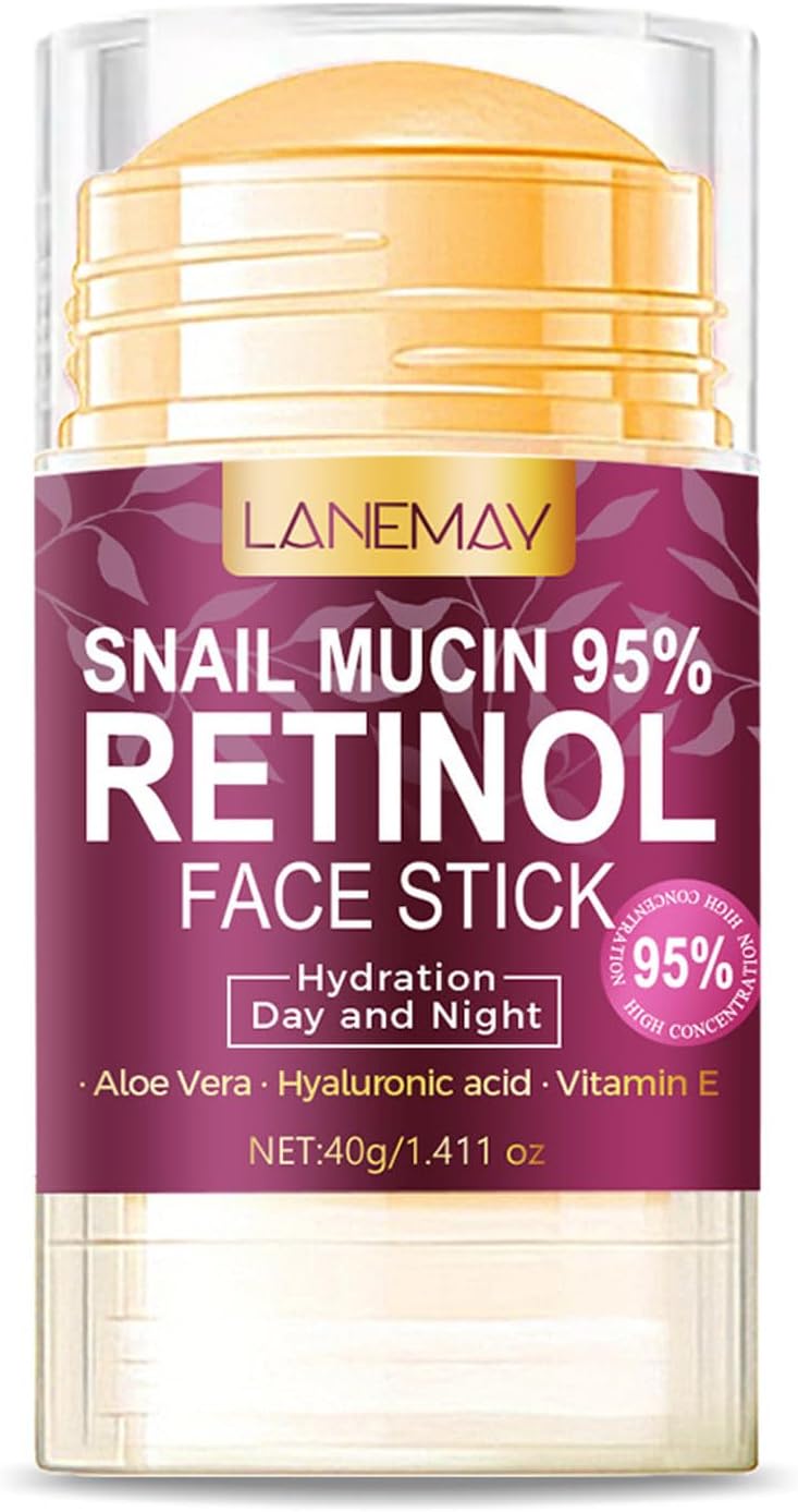 Retinol Face Stick, Snail Mucin Face Moisturizer with Retinol Day & Night Lifting & Firming Anti Wrinkle Facial Moisturizer Balm Stick Nourishing Anti Aging Repair Cream for All Skin Types