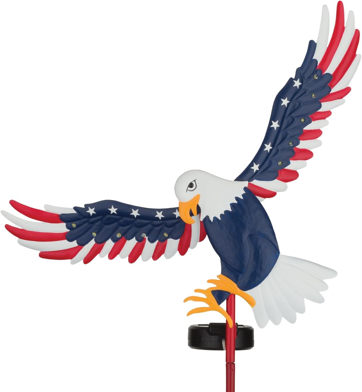 Regal Art & Gift Americana Eagle Solar Stake, Patriotic Bird Statuary with Flapping Wings, Weather-Resistant Metal and Acrylic Decorative Garden Lighting for Outdoor Yard and Patio