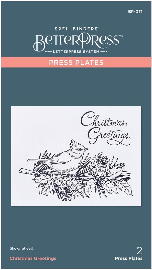 Spellbinders BP-071 Christmas Greetings Press Plate from The BetterPress Christmas Collection