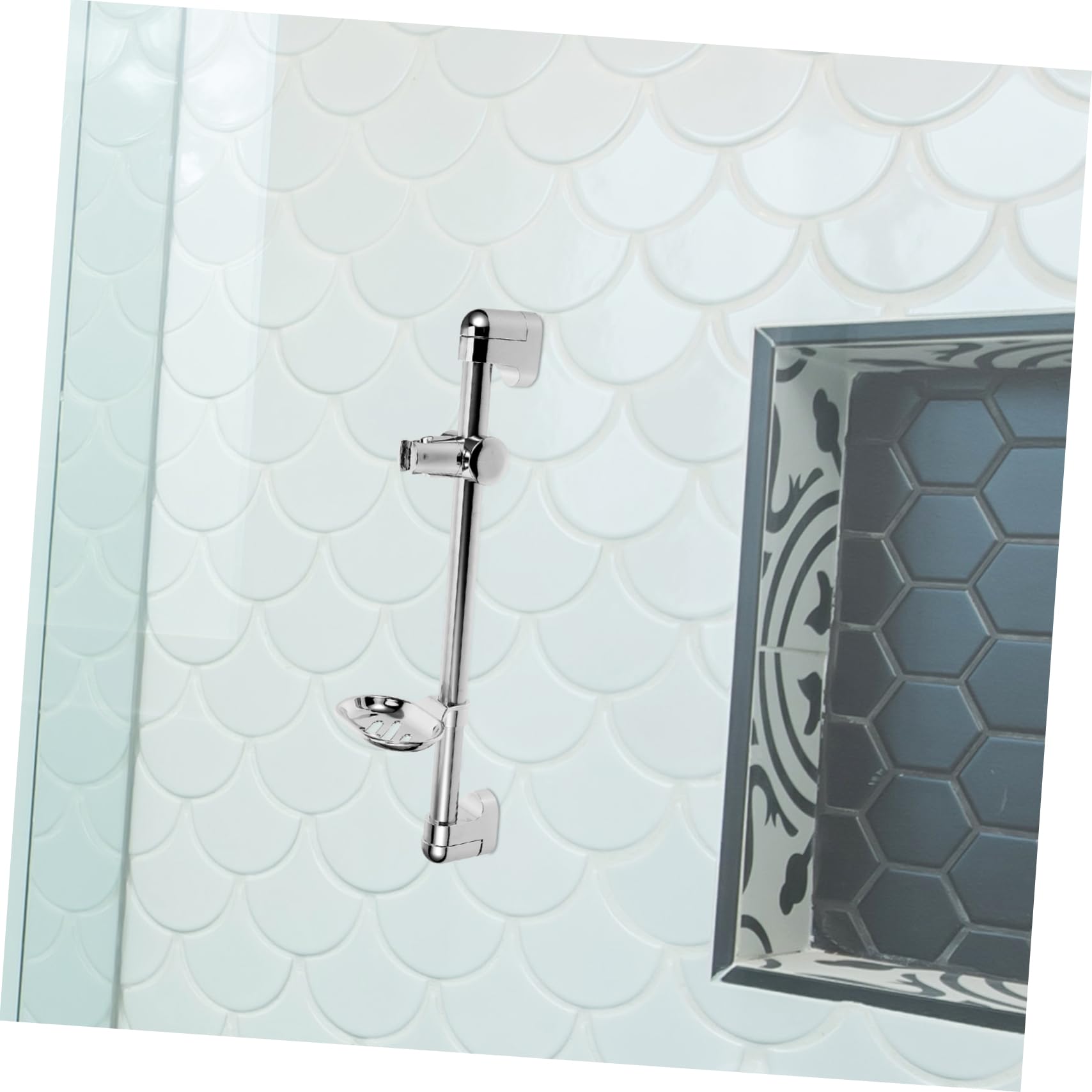 jojofuny 4piezas Soporte De Ducha Ajustable Inoxidable Con Plato Para Jabón Barra Deslizante Para Baño y Ducha Instalación y Regulable