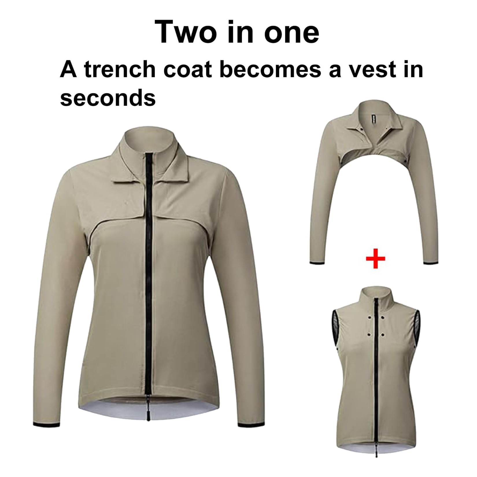MODRYER Damen Fahrradweste 2-in-1 Fahrradjacke Abnehmbaren Ärmeln Winddicht Atmungsaktiv Laufjacke Fahrrad Radjacke Outdoor Wasserdicht 