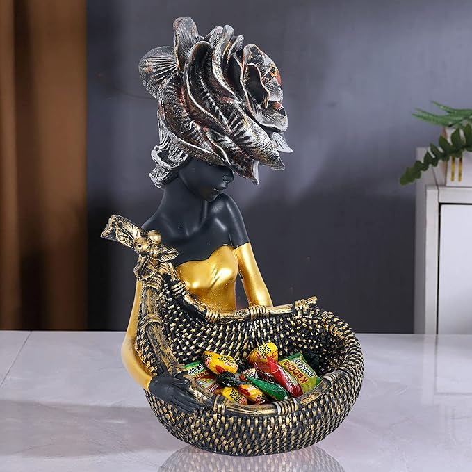 ZART Candy Sculpture Decorative Vase, Candy Girl Statue, Home or Gift Accent, Birthday or Christmas Decoration