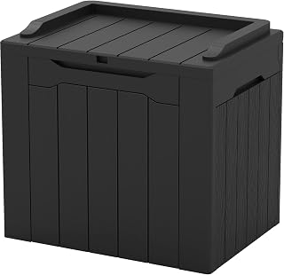 30 Gallon Resin Deck Box, Outdoor Storage Box for Patio Furniture, Deliveries, Pool Supplies,Waterproof and Lockable, Black