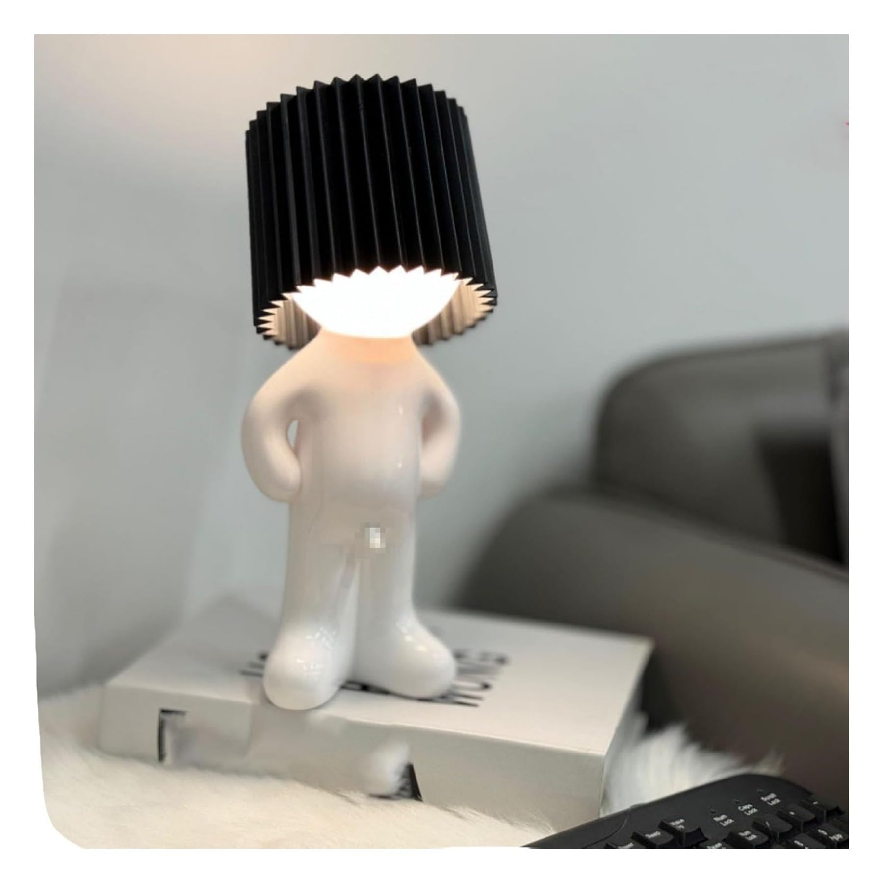 DengFen Humble Mike Naughty Lamp Lamp, Little Shy Man Creative Light, Creative Night Light, Adult White Elephant Gift, Valentine's Day Gift for Him and Her(Black)