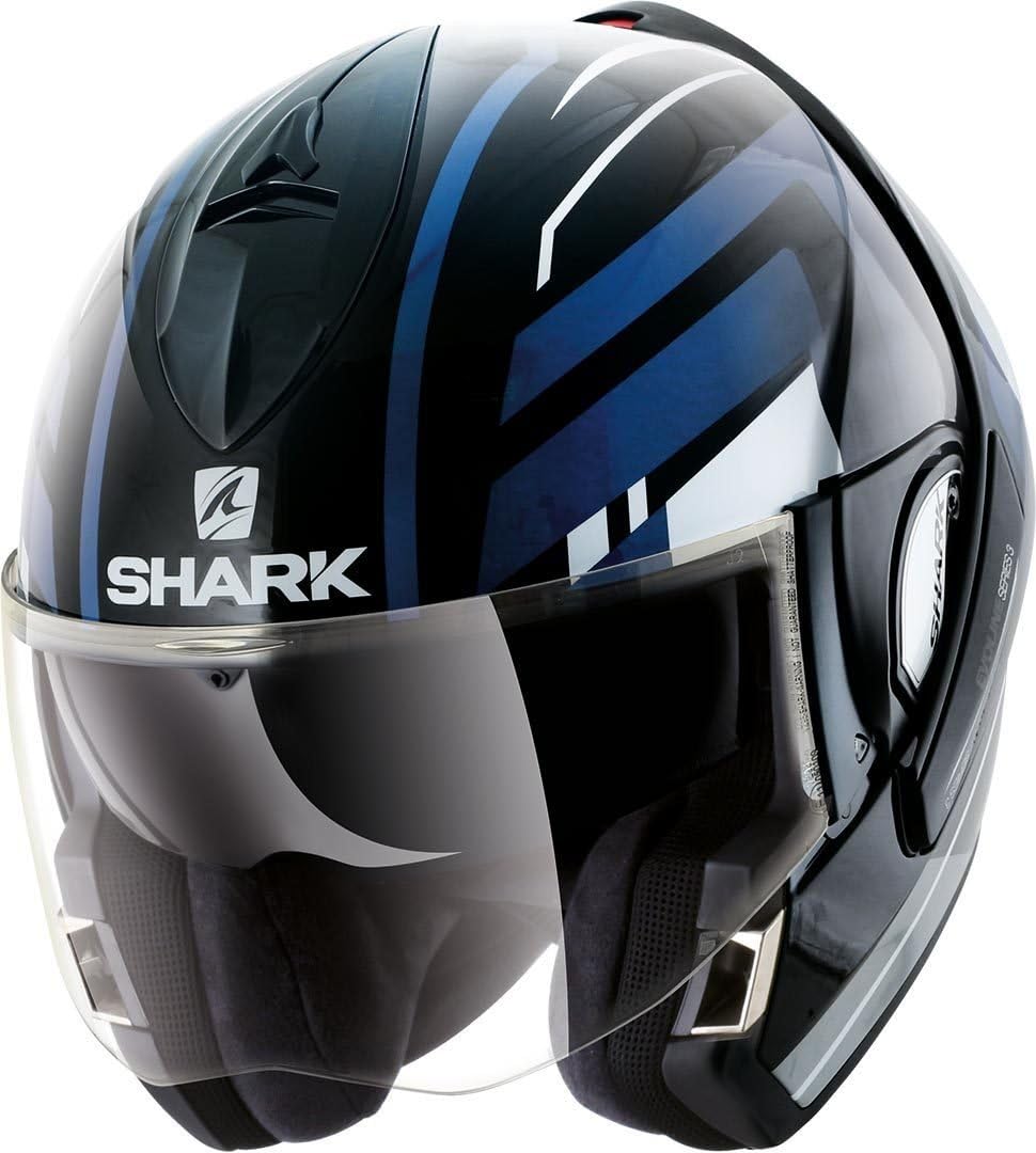 SHARK EVOLINE 3 CORVUS KWB Motorcycle Helmet, Black/Blue, Size M