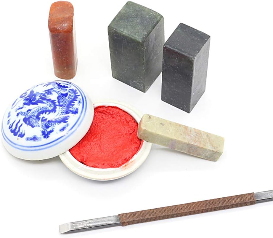 Pinhaijing Seal Stamp Stone Carving Tool Chisels/ 15pcs Chinese Seal Stamp Stone, Wood Seal Bed Stamp Carved Bed for Carving Stamp Stone