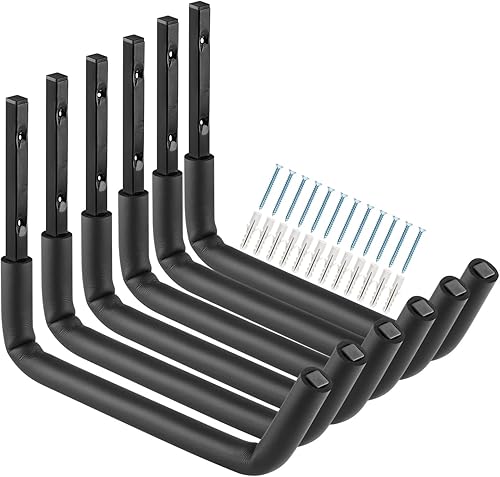Ganchos de almacenamiento de garaje resistentes, 12 pulgadas de montaje en pared para colgar herramientas, sillas, mangueras, escaleras, artículos a