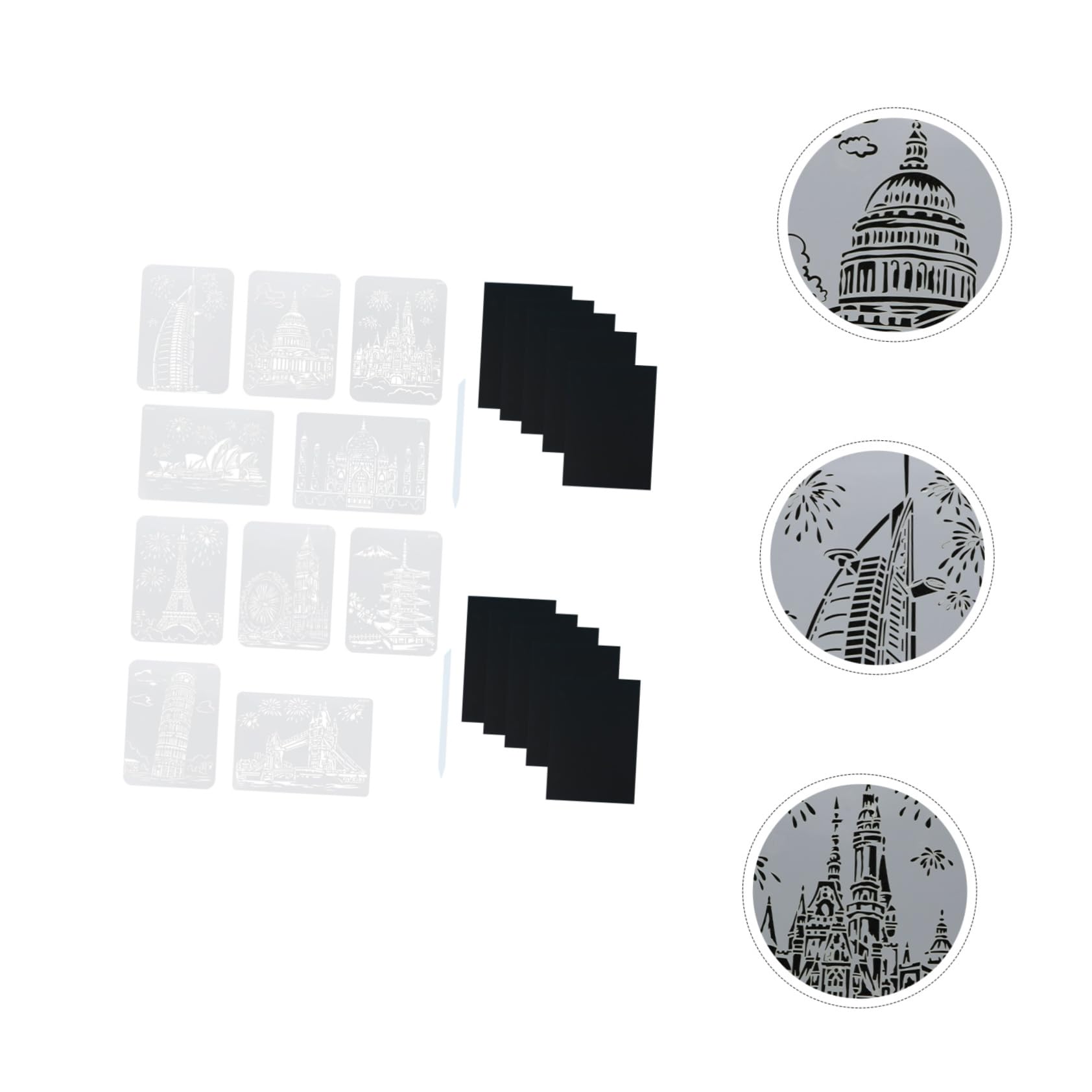 STOBOK 2 Sets DIY Scratch Painting Kit 5 Templates 5 Scratch Papers Cardboard Pet Material A4 Size Great for Boys and Girls Adults