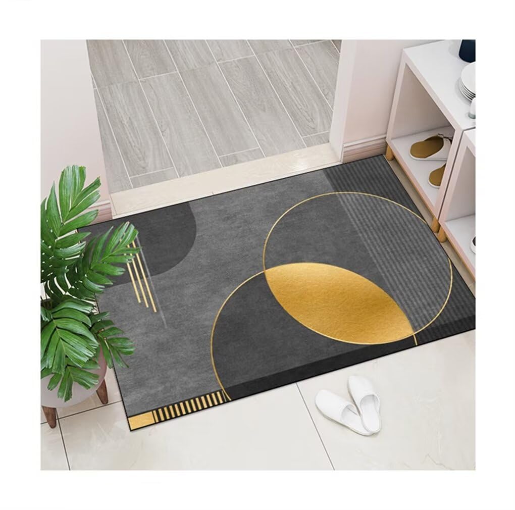 Tapis géométrique moderne jaune résistant pour rénover un sol à petit prix