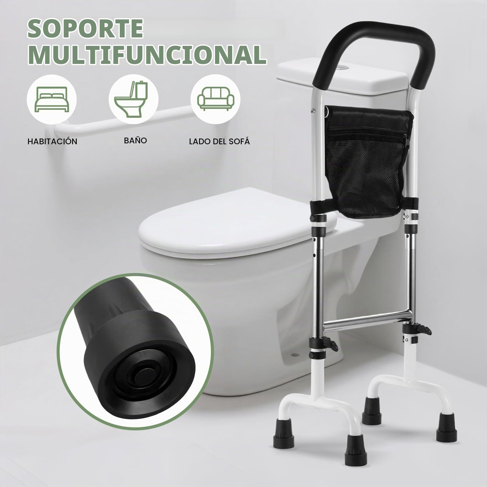 Ayuda para Levantarse para Personas Mayores, Ayuda para Levantarse de la Cama, Ayudante Móvil Ajustable para Levantarse, Clip de Fijación de Base Mejorado, Ayuda de Pie para Cama, WC, Sofá