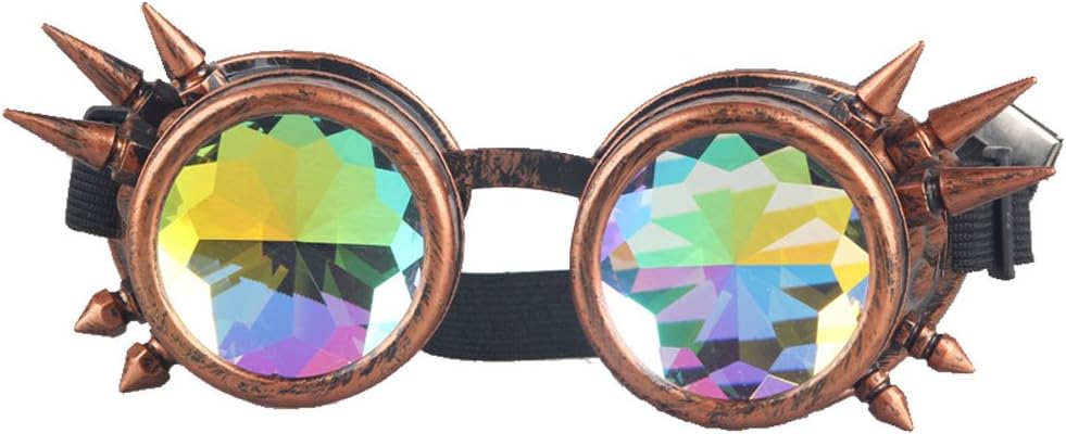 FIRSTLIKE Festivals Kaleidoscope Rainbow Glasses Prism Sunglasses Goggles Red #3 Rainbow