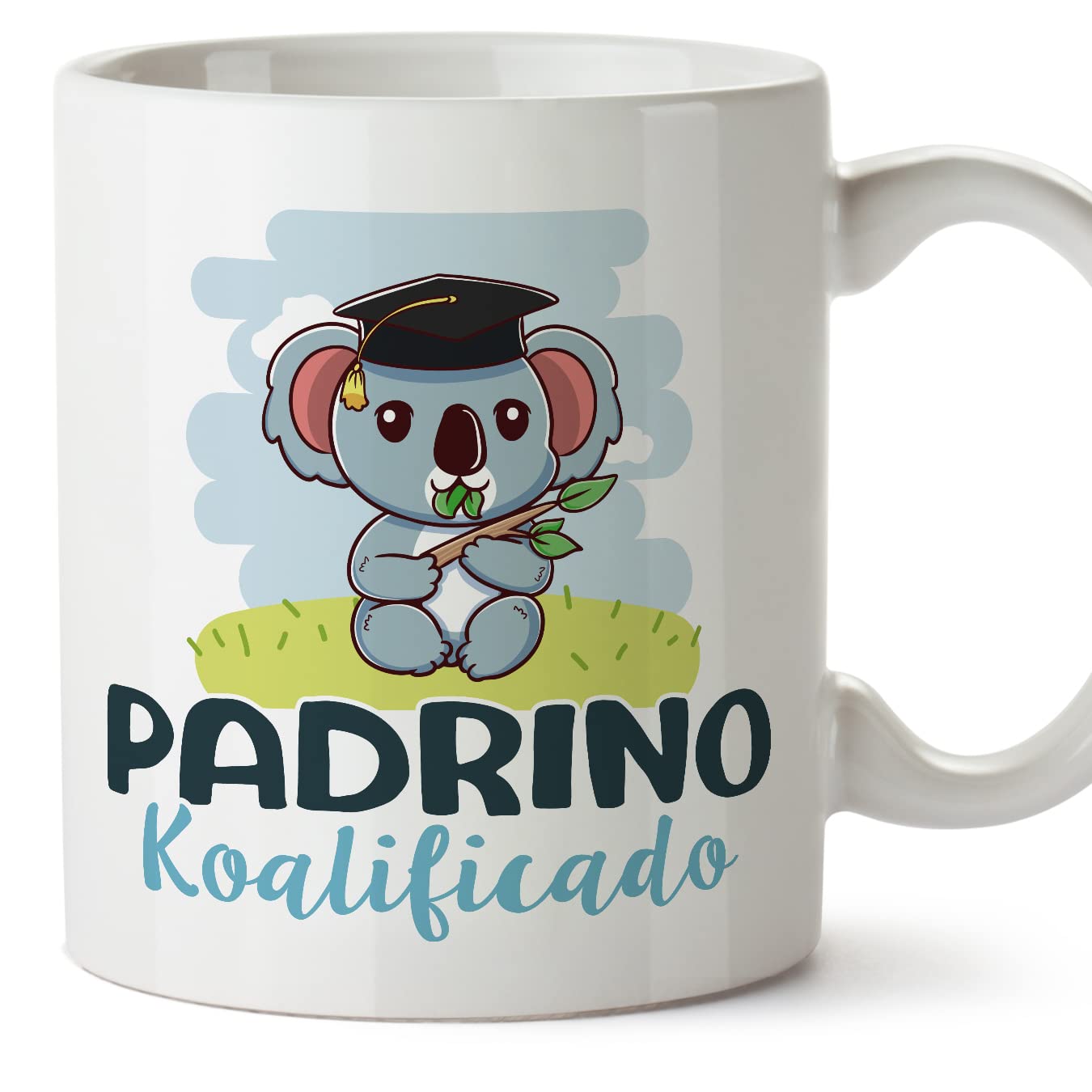MUGFFINS Tazas para PADRINO - En Español - Koalificado/koalificada - 11 oz / 330 ml - Regalo original y divertido