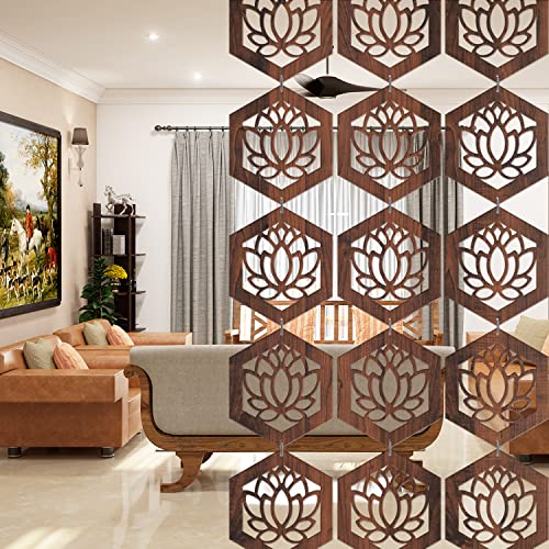 Image of RANDOM Privacy Room Divider Hanging Panel Modern Screen Partition for Decorating Bedroom, Dining, Study & Living Room (RSD-4033) 12 Panels Engineered Wood