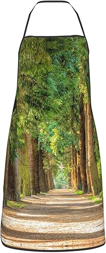 Delantal fresco del bosque, delantales de cocina para hombres y mujeres, delantal de cocina delantal de chef delantal de jardín ajustable con 2