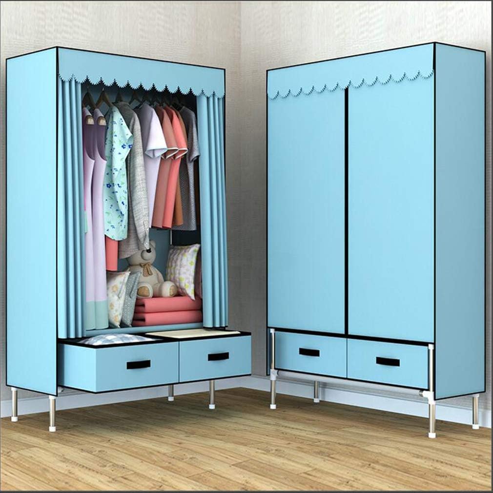 Cloth Wardrobe Clothes Closet, Portable Closet Wardrobe Storage Closet Standing Closet Fabric Cabinet Portable Wardrobe,Blue_82x45x168cm
