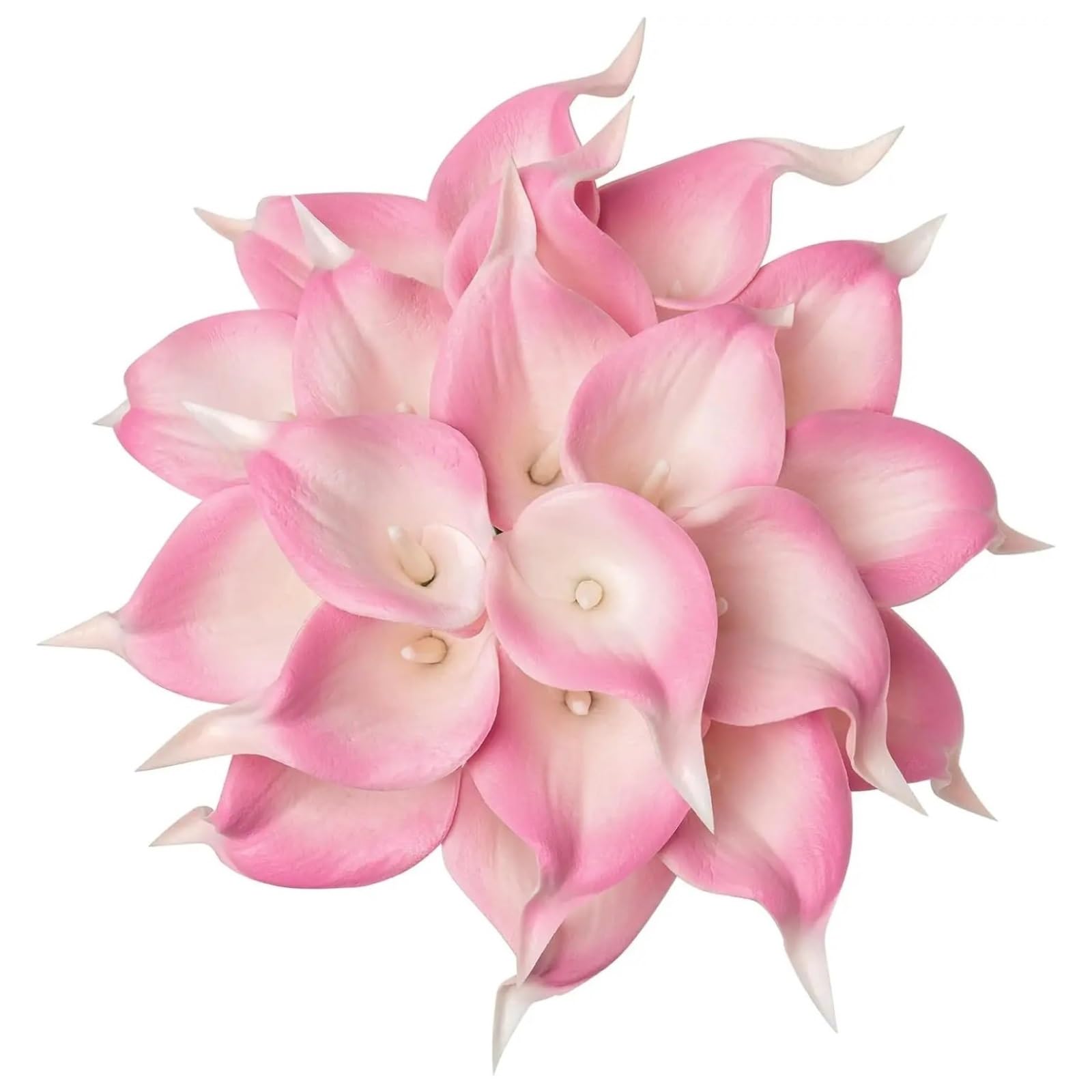 LuoAXINN Artificial Wedding Bouquet 20Pcs Artificial Calla Lily Flower Latex Flowers for DIY Wedding Bouquet Party Home Decor(White Pink)