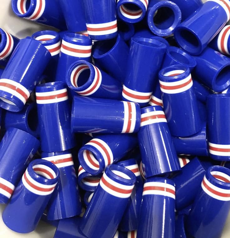 The Golf Club Trader (12) Premium Quality Iron Ferrules Blue w/White & Red Rings 1”