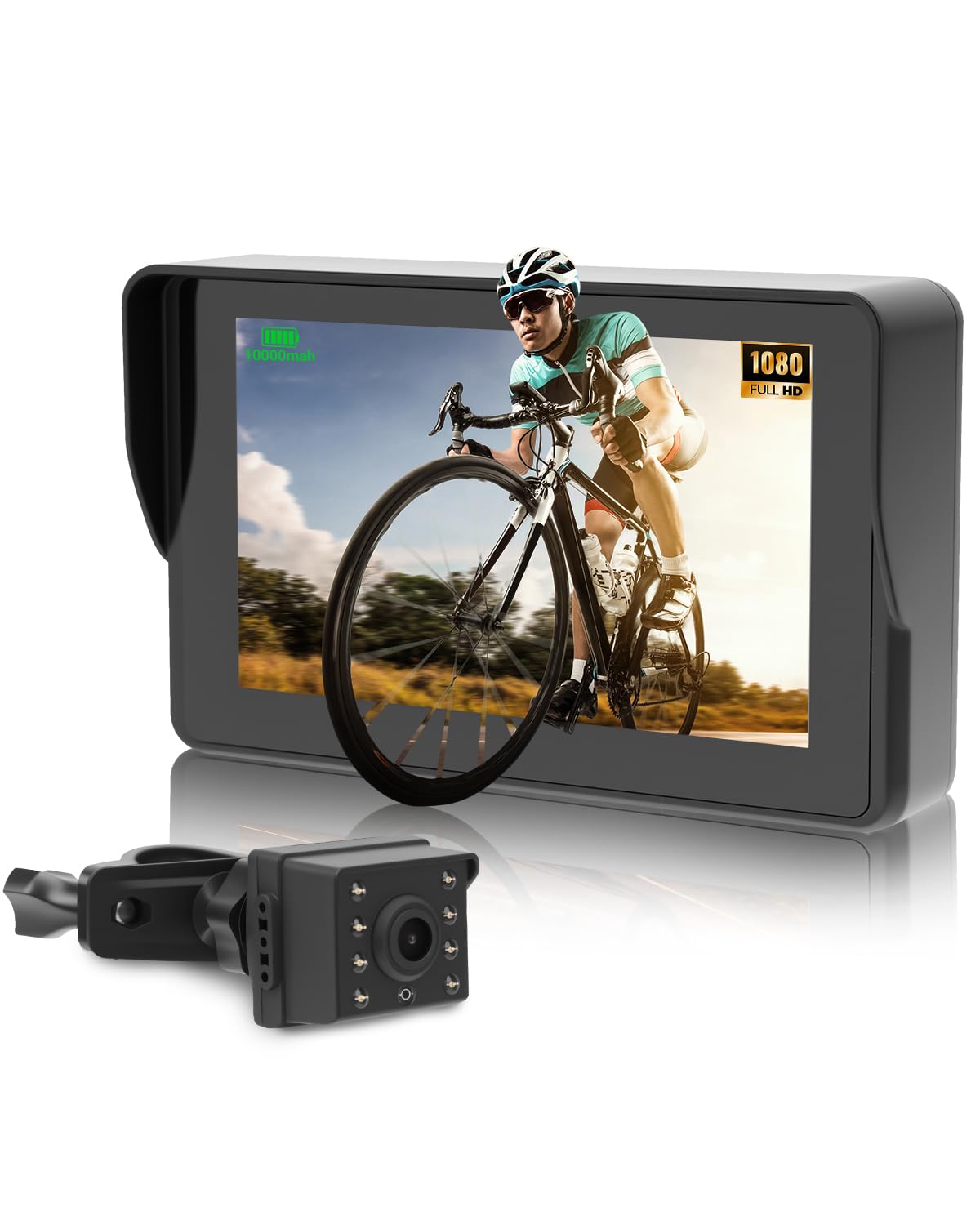 CEMOFE 5" AHD 1080P Bicycle Rear View Camera Bike Camera Mirror with Anti-Glare Reversing Camera for Bicycle with Night Vision 360Β°Rotating Mount Compatible with Mountain Road Bike Handlebars