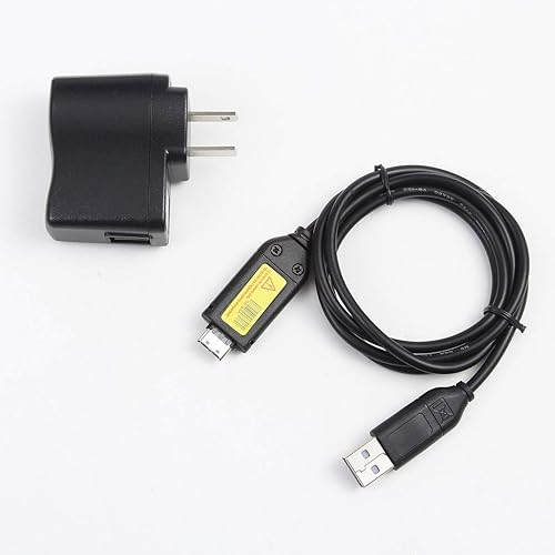 MaxLLTo Adaptador de CA USB de 4 pies de longitud Cargador de batería+Cable de transferencia de datos USB para cámara Samsung TL205 TL210 TL220 i8