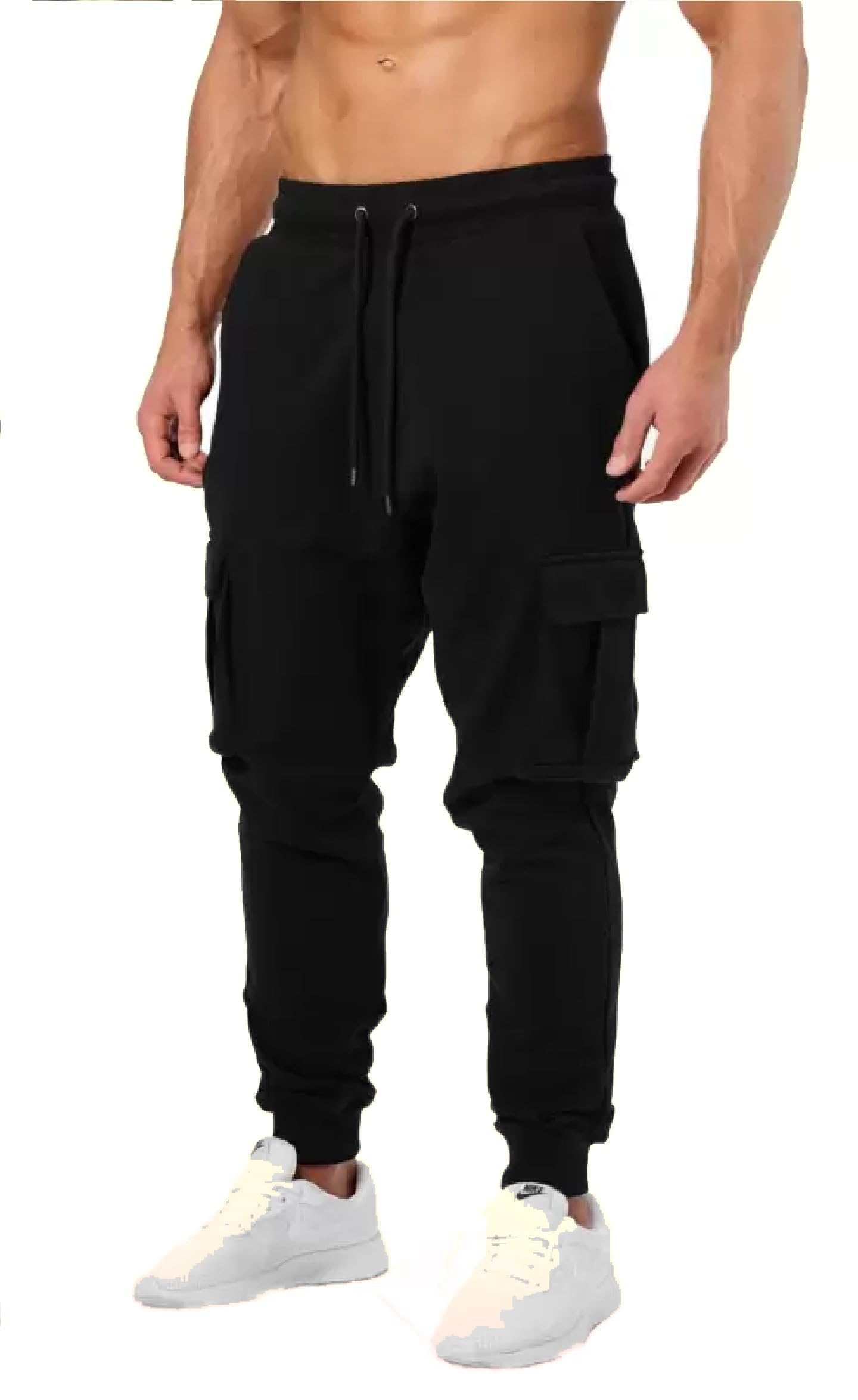 GenericSelf Design Cargo Pocket Jogger for Mens (Cargo Track-1pcs-Black)