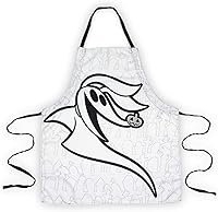 Vista 1 de Nightmare Before Christmas Zero - Elegante delantal blanco con correas negras, accesorio de cocina con el clásico musical animado de Tim Burton
