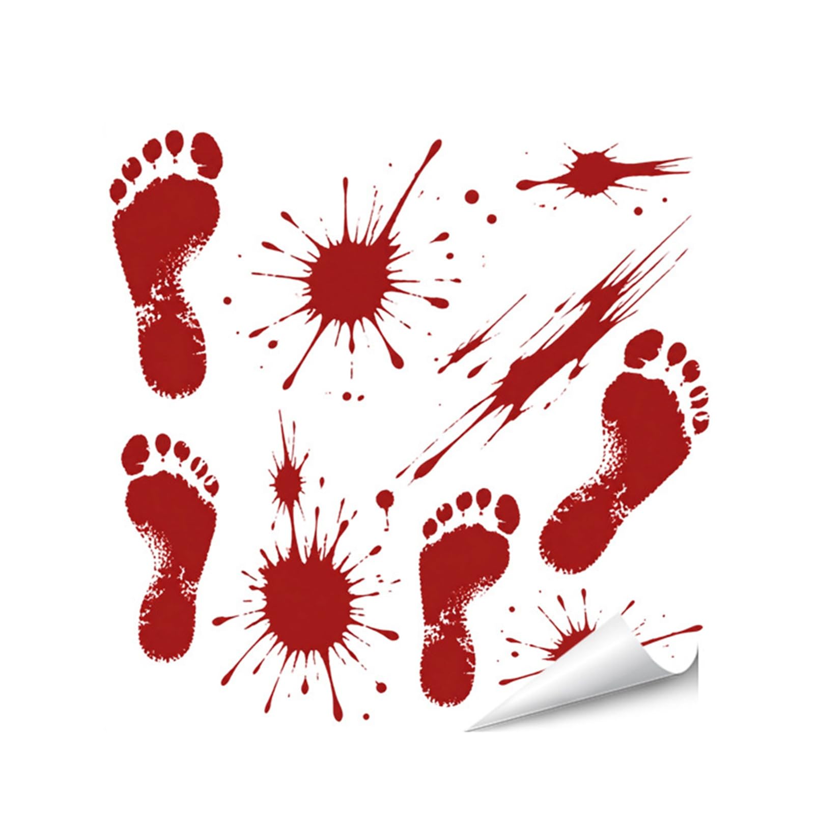 Halloween Horror Wall Stickers, Realistic Blood Splatter Handprints Footprints Decals for Scary Haunted House Party Decor, Waterproof PVC Decorations, Indoor Outdoor C