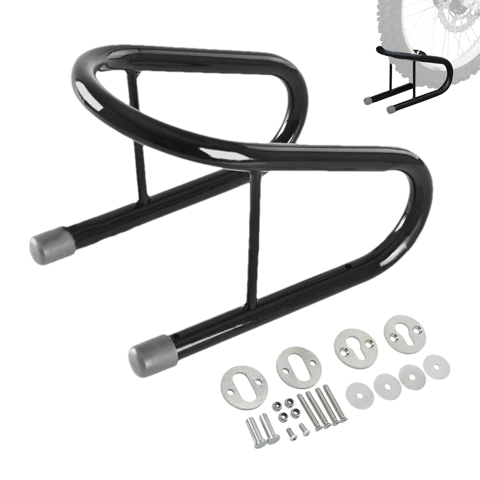 ruota moto – Supporto organizer in acciaio anteriore sicuro | per motore e | guida, facile da installare, stabilizza durante la manutenzione del parcheggio