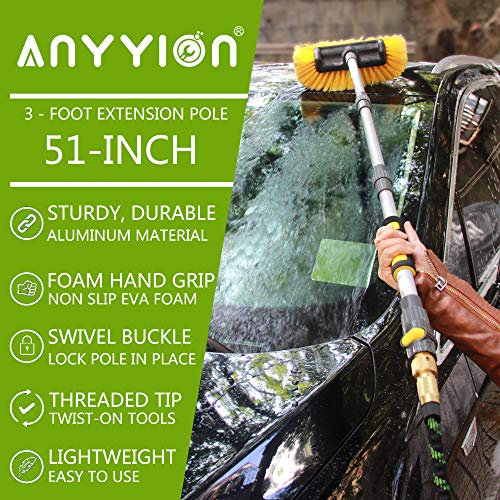 Anyyion 51 Inch Car Wash Brush with 10 Inch Soft Bristle, On/Off Switch for Car Truck Boat Washing Brush, Perfect for Cleaning House Siding, Auto Cars, Trucks, SUV, RV, Floors and More! - Image 3