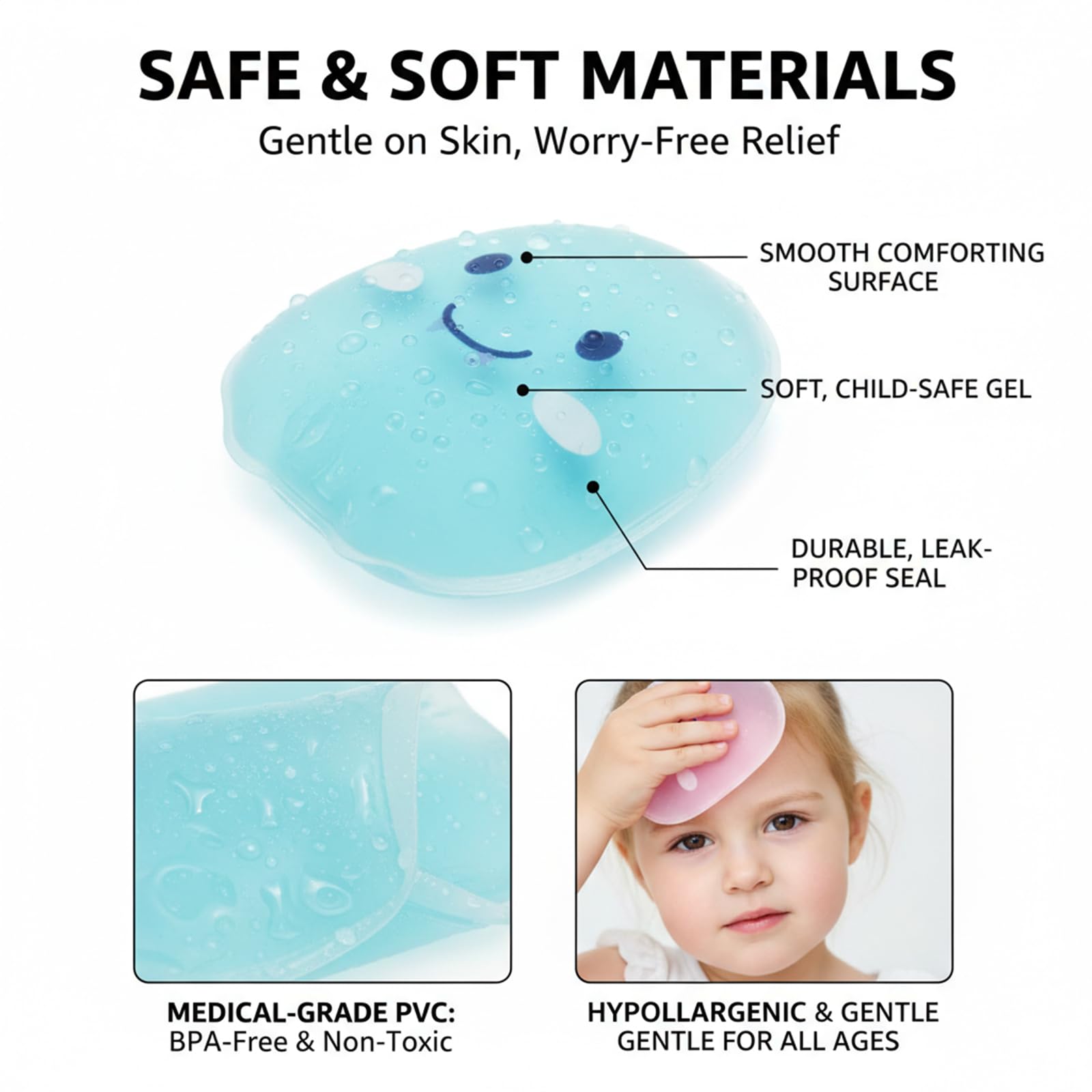 Boo Boo Lot de 8 blocs de glace pour enfants blessés, poche de glace avec housse souple pour soulager la douleur, la fièvre, les dents de sagesse, les premiers secours et la tête, le cou, les bras