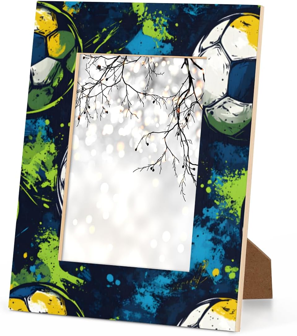 Soccer Theme Picture Frames 8x10 Wood Photo Frames Display Pictures 8x10 Soccer Tabletop Picture Frame Photo Picture Frame for Vertical or Horizontal Displays