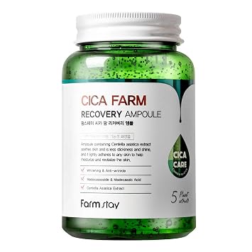 FARMSTAY CICA FARM Recovery Ampoule 8.45 fl oz/ 250ml, Hydrating, Calming Gel Ampoule with Vitamin Capsules