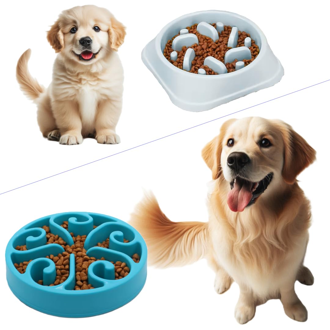Giara2 Comedero de Perro, Comedero de Perro Antivoracidad, Comedero Antideslizante para Mascotas, Alimentación Lenta y Saludable, Comedero y Bebedero para Perros Pequeños y Gatos (Azul Claro, Pequeño)
