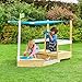 TP Ahoy Wooden Sandbox Pirate Ship Play Boat with Canopy – Kids Outdoor Sand & Water Toy with Captain’s Wheel, Blackboard, Splash Bowl & Storage | FSC Certified | Compact & Space-Saving Design