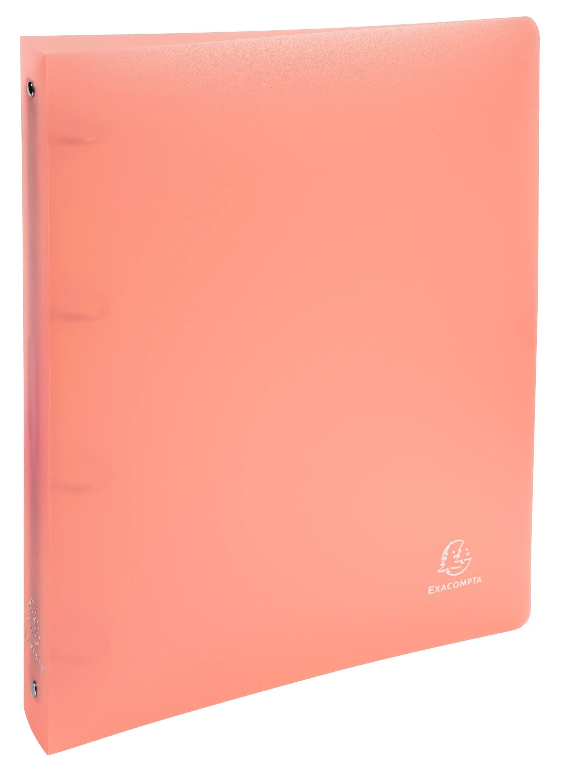 Exacompta - Ref 51977E - Box of 15 Chromaline Binders - 4 Round Rings Diameter 30 mm - Spine 40 mm - Dimensions 32 x 27 cm - A4 Maxi File Format - Coral