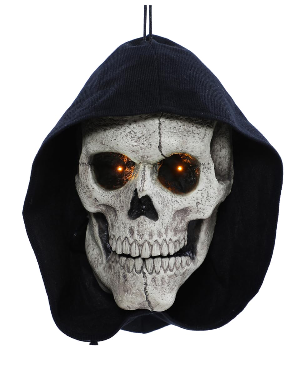 Horror-Shop Totenschädel Türdeko mit Licht & Sound