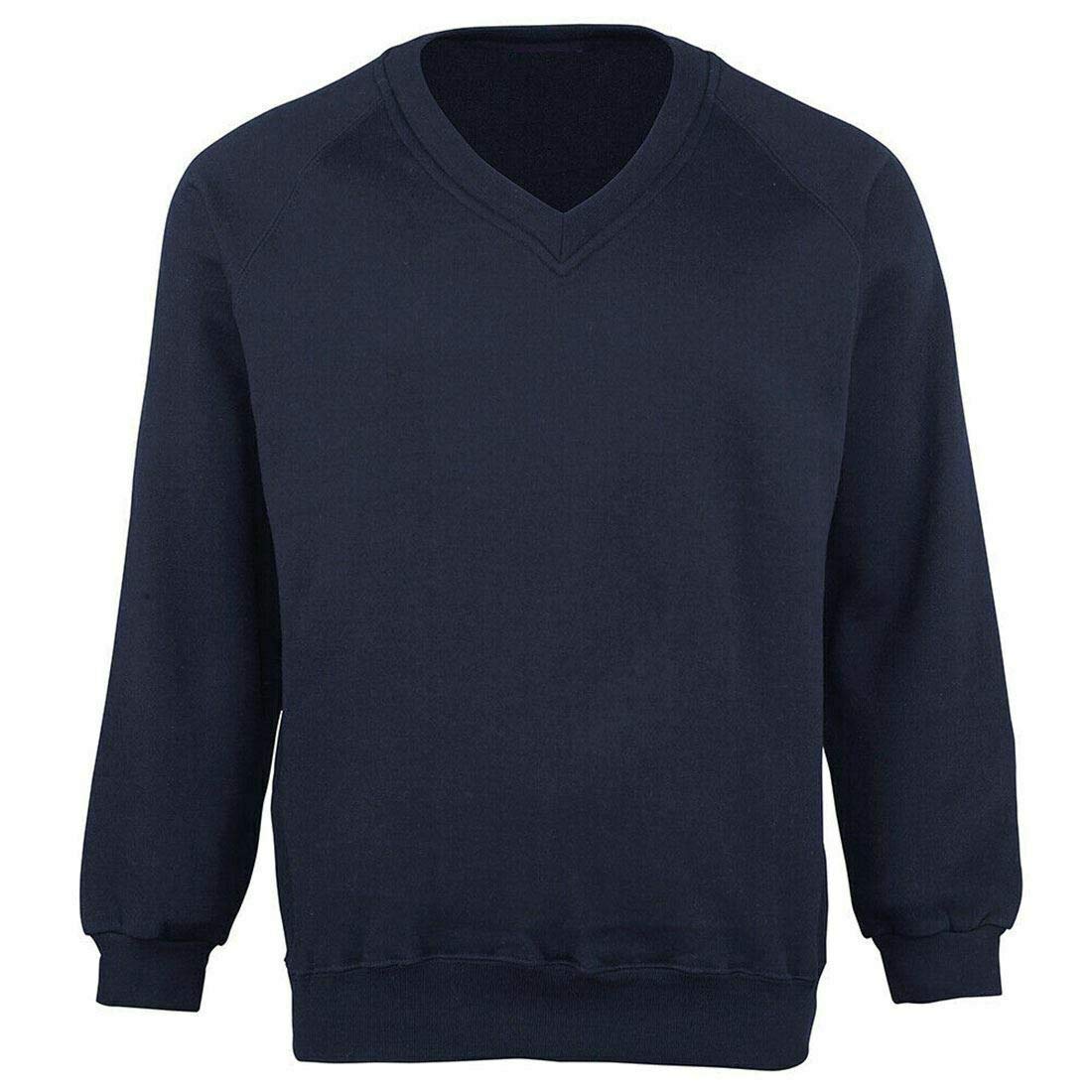 FAIRY BOUTIQUE Chaqueta unisex con botones para arriba con bolsillo escolar para niños de manga larga con cuello en V y uniforme suéter, Sudadera con cuello en V azul marino, 9-10 años