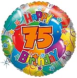 Karaloon F81075P Folienballon Happy Birthday Zahl 75