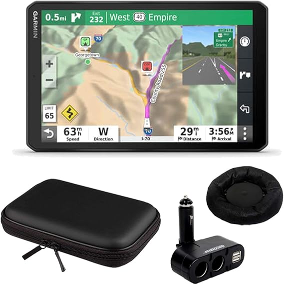 Garmin 010-02425-00 8 inch RV 890 GPS Navigator Bundle with Dual DC12V/24V Electronic Multifunction Car Socket Cigarette Lighter, Hard Shell 10 inch Case and GPS Navigation Dash-Mount