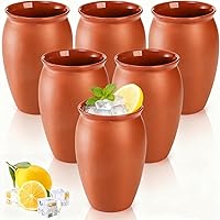 Covzoe 6 Pack 12oz Clay Cantaritos Mexican Pottery Cups - Authentic Shooter Glasses for Tequila, Margaritas, Mojitos & Taco Tuesdays