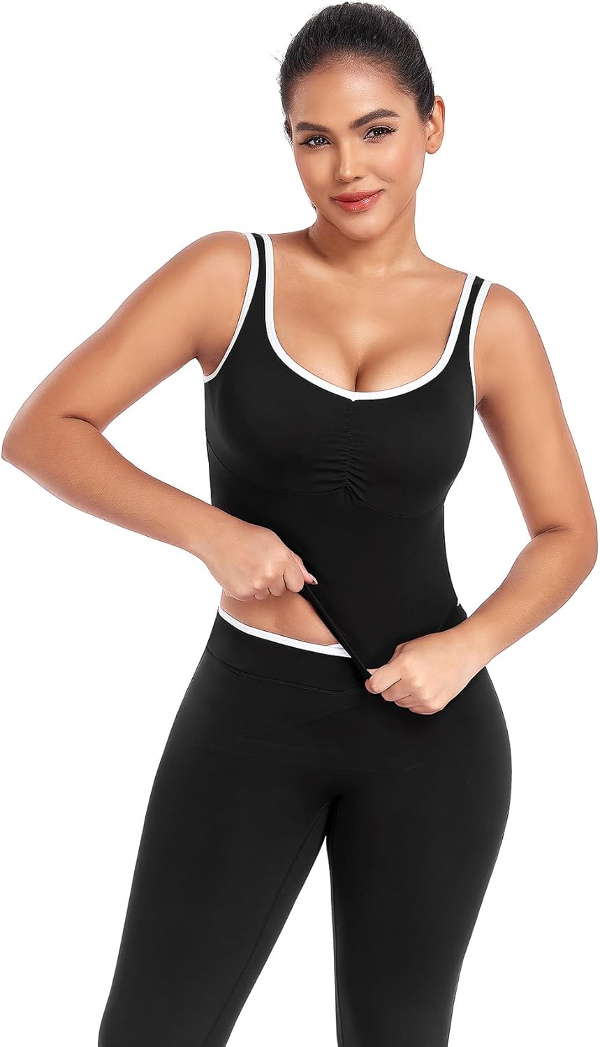 SEASUM Women's Backless Longline Sports Crop Tank Top-Removable Pads Contrast Binding for Gym Workouts - Image 6