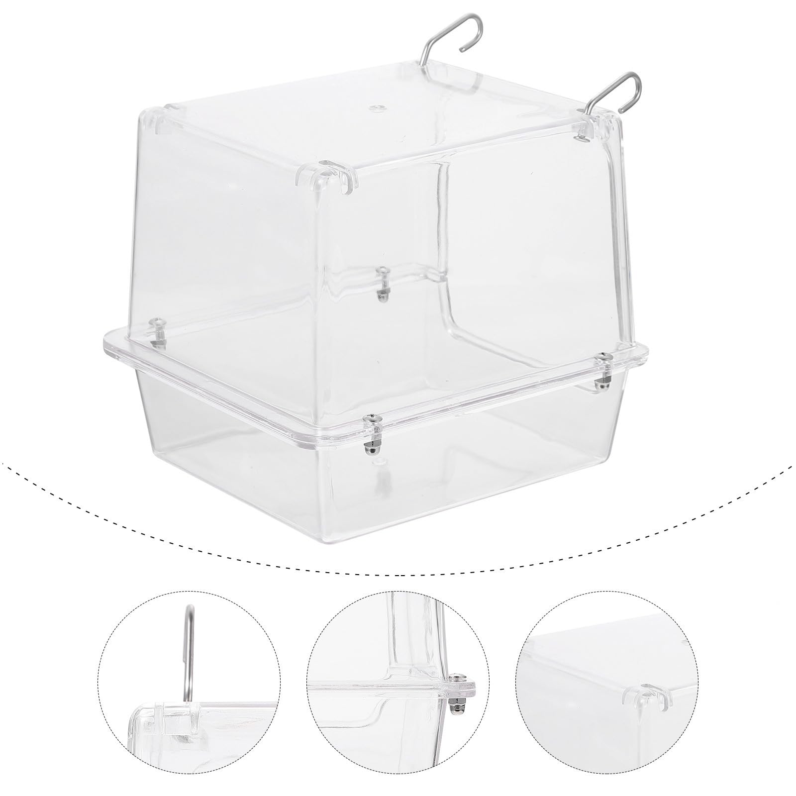 Cubo da Bagno Appeso per Uccelli e Pappagalli in Acrilico, Vasca Doccia Facile da Usare, Accessorio per Gabbia per Piccoli Volatili