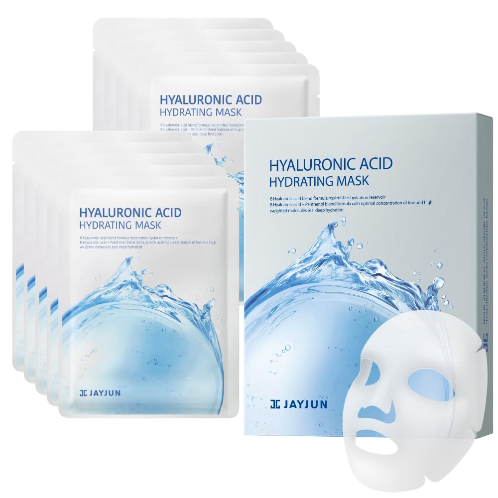 JAYJUN Hyaluronic Acid Hydrating Mask (10 Sheets) - 8-Layer Moisture Technology for Deep Hydration & Revitalization