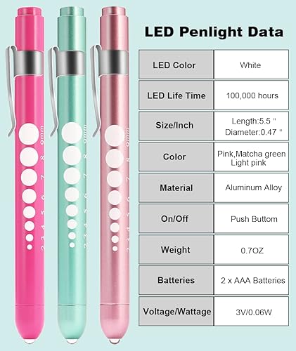 Miniatura 4 de MEUUT Paquete de 3 luces de bolígrafo para enfermeras con 6 baterías, accesorios médicos para enfermeras, accesorios de enfermería para el trabajo