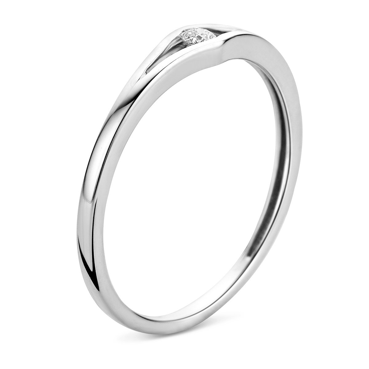 Miore MP9070R Oro Blanco Diamante Jewels – Anillo de compromiso 9 KT (375) con Brillant 0.05 ct