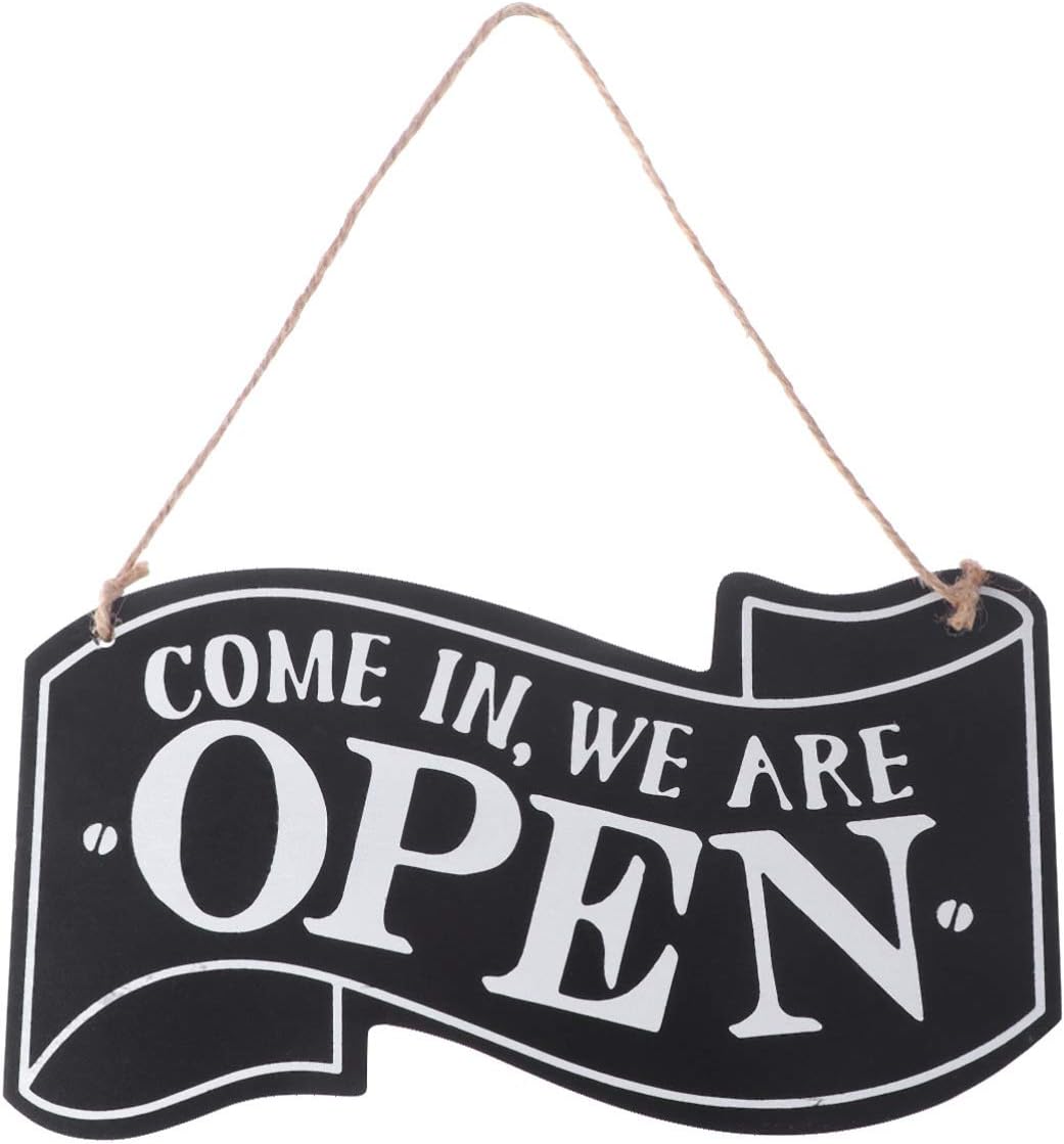 Artibetter Wooden Double-sided Open Closed Sign with Braided Rope for Hanging Vintage Door Decoration for Shops Cafes Bars and Weddings Stylish Come Re Open Sorry We Design
