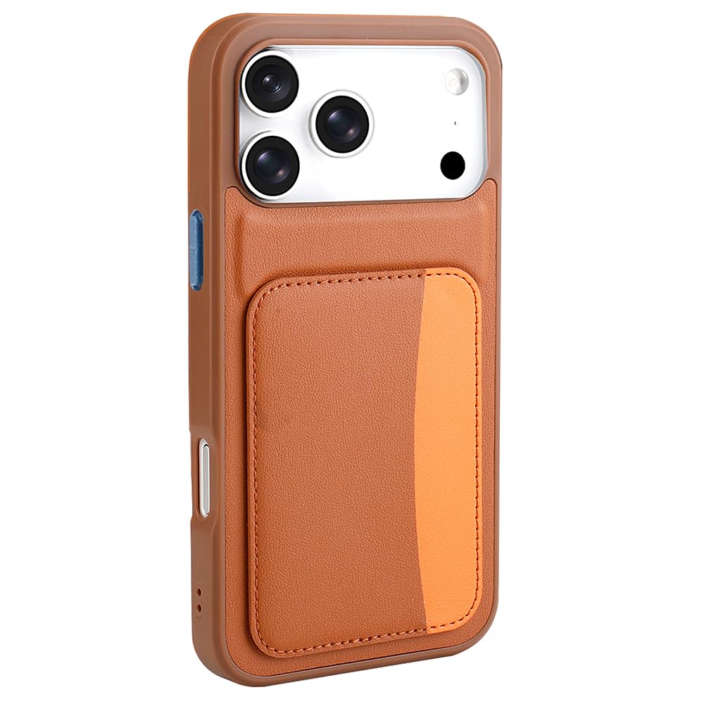 Zore Apple ile uyumlu iPhone 17 Pro Kılıf Kartlıklı Zore X-Kart Silikon Kapak Kahverengi