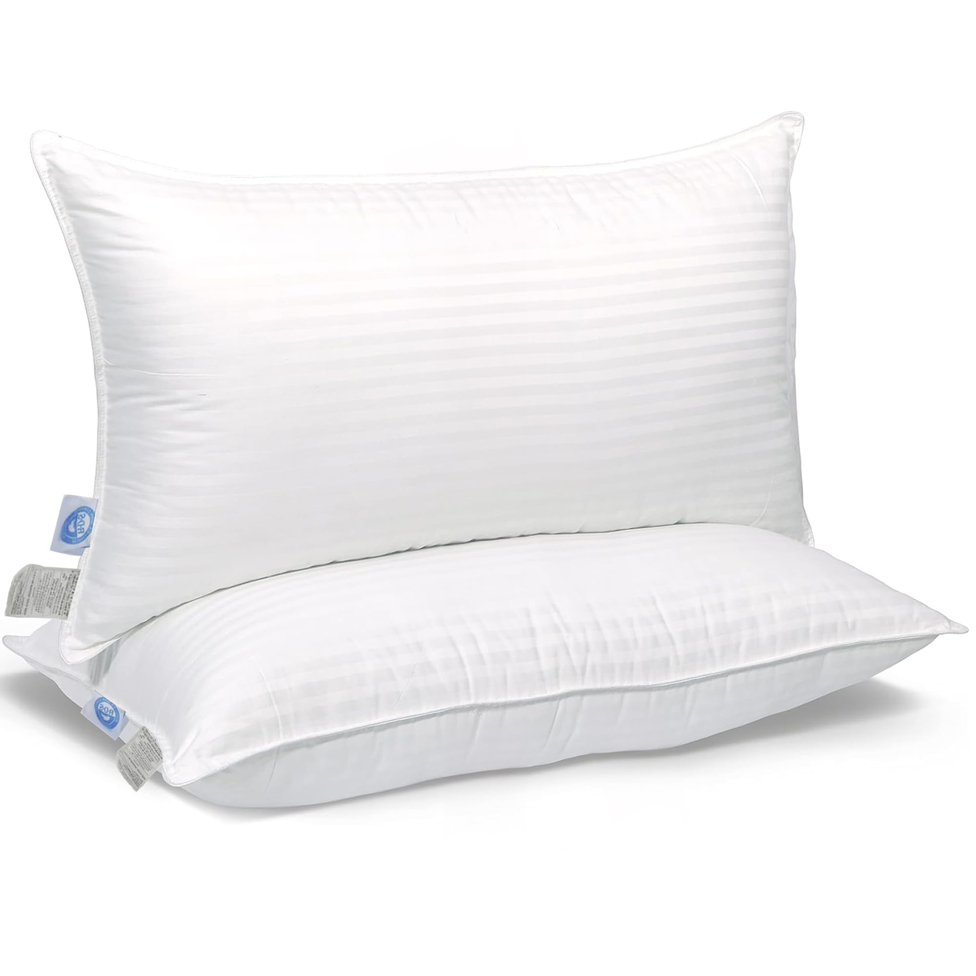 Cozy Dream - Almohadas de plumas y plumón de ganso, certificado RDS, funda 100% algodón, colección de hotel, para dormir en cama, soporte medio